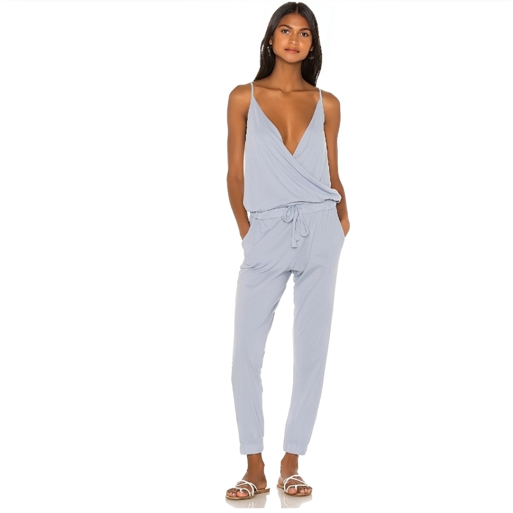 Bobi Women's Pocket Jumpsuit Sleeveless Blue XS Chic Feminine Summer New